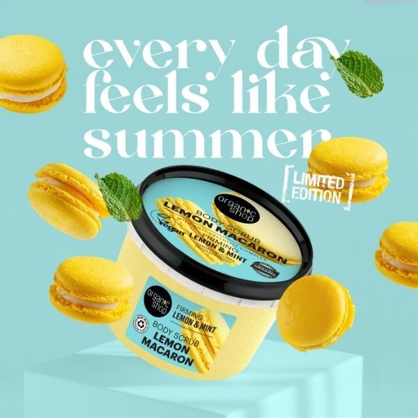Organic Shop Lemon Macaron body scrub 250ml - British product