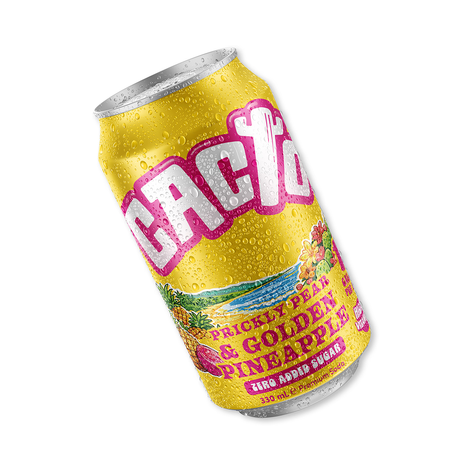 Cacto soda prickly pear and pineapple 330ml, UK version