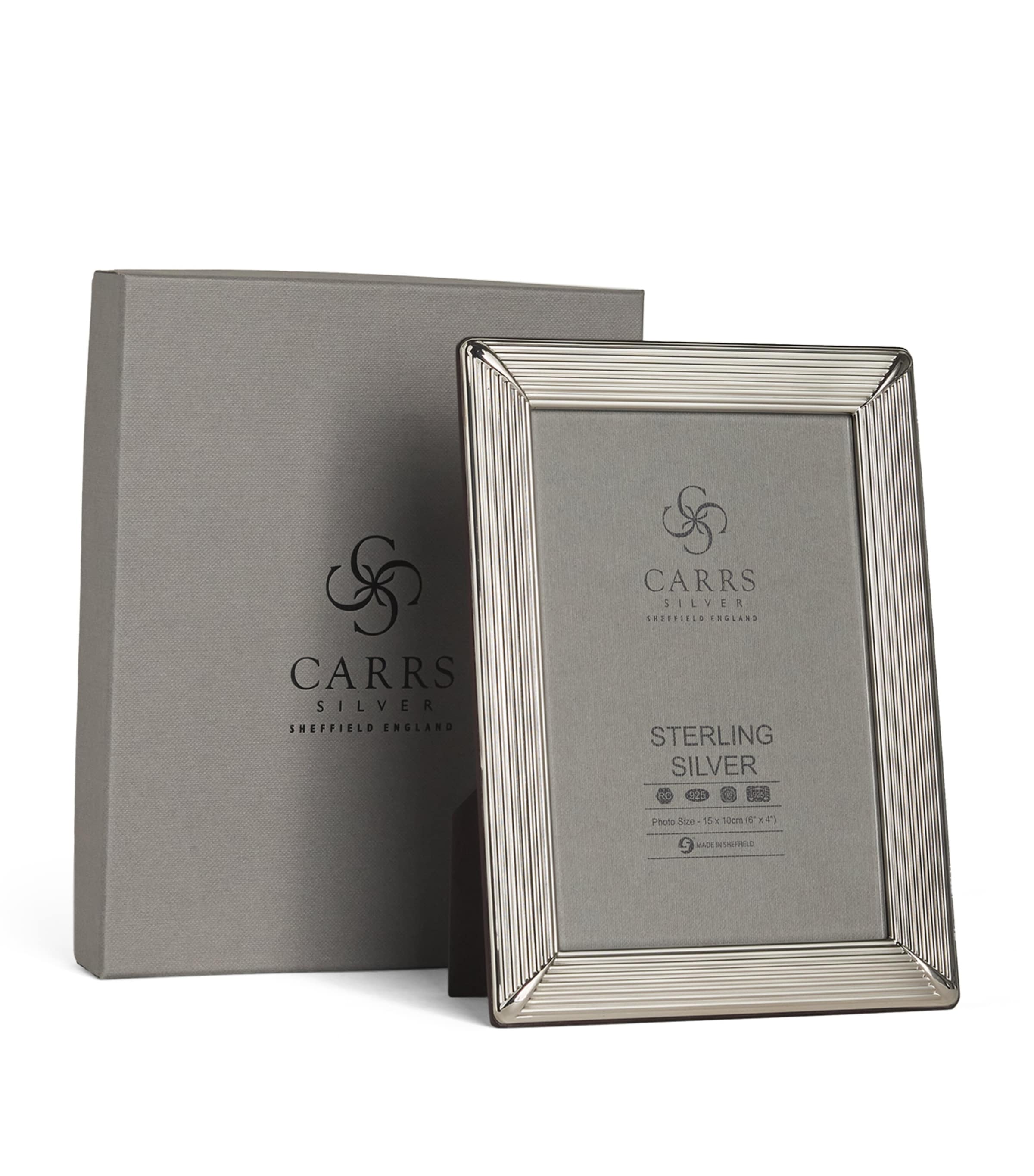 Carrs Silver fluted photo frame with wood back 7x5 inches - British product