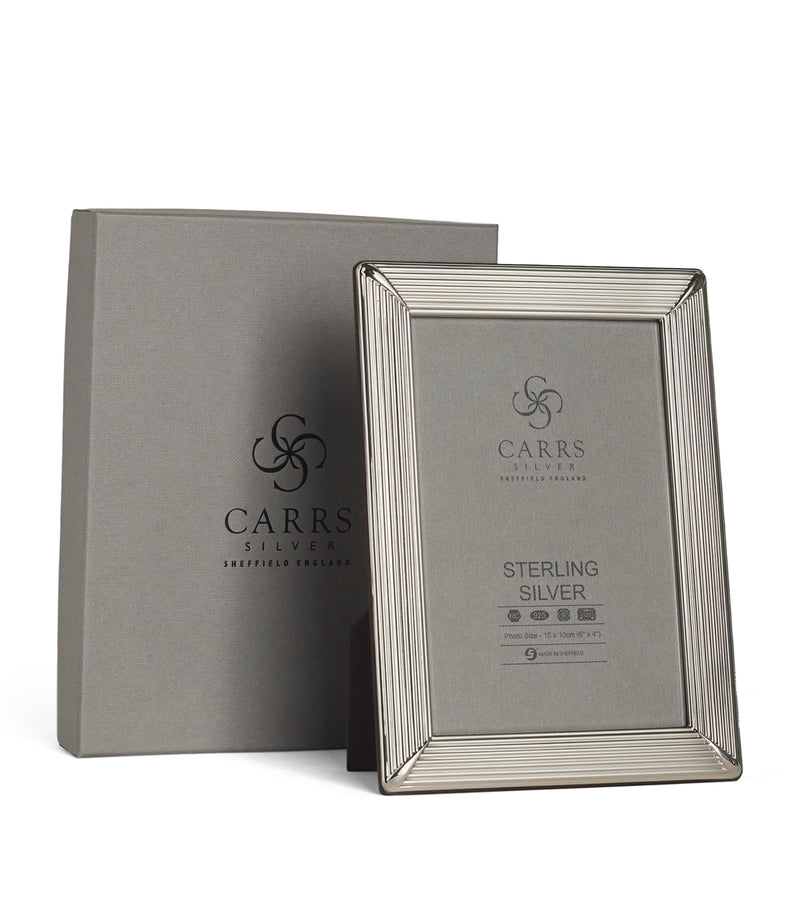 Carrs Silver fluted photo frame with wood back 7x5 inches - British product