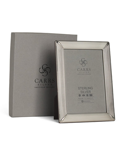 Harrods Carrs Silver Sterling Silver Fluted Photo Frame with Wood Back 7x5 Inches- Buy online at McGrocer