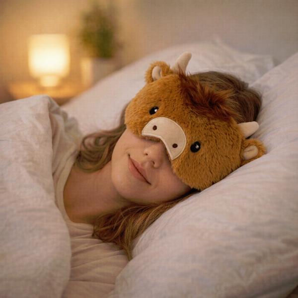 Aroma Home plush Highland cow sleep mask - British product