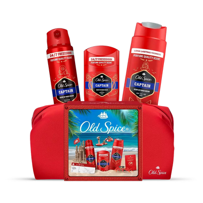 Holland & Barrett Old Spice Captain Travel Bag Gift Set - Stick, Spray, and Shower Gel- Buy online at McGrocer