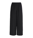 ESKANDAR linen flared trousers with elasticated waistband - British product