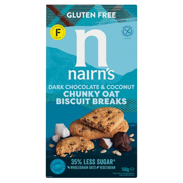 Nairn's Gluten Free Oats Dark Chocolate & Coconut Breakfast Biscuit Breaks   160g Cereals M&S   