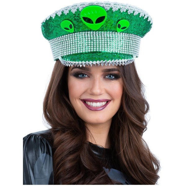 Fever Deluxe alien sequin captains hat - British product