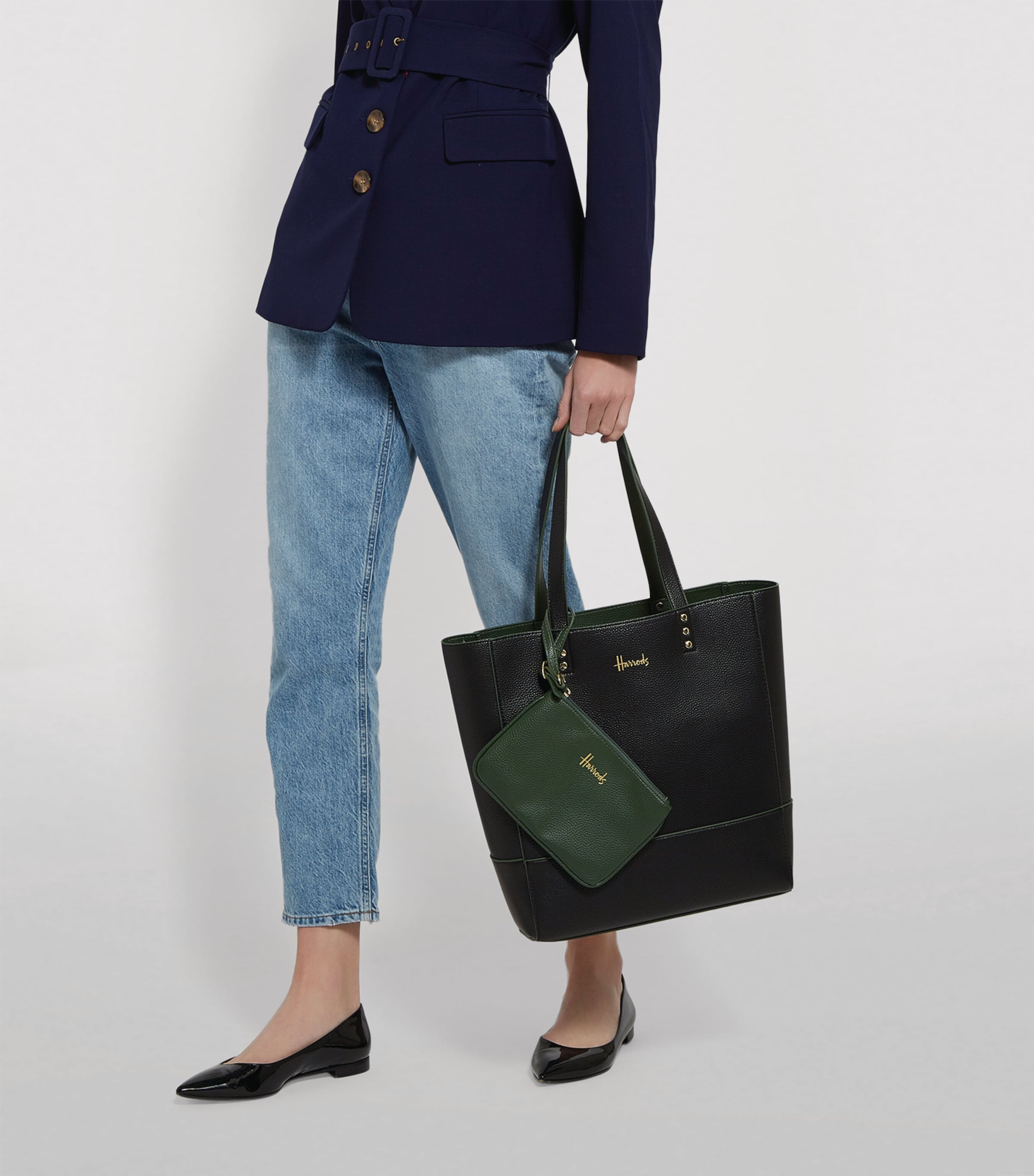 Harrods Fern tote bag pebbled polyurethane imported from the UK