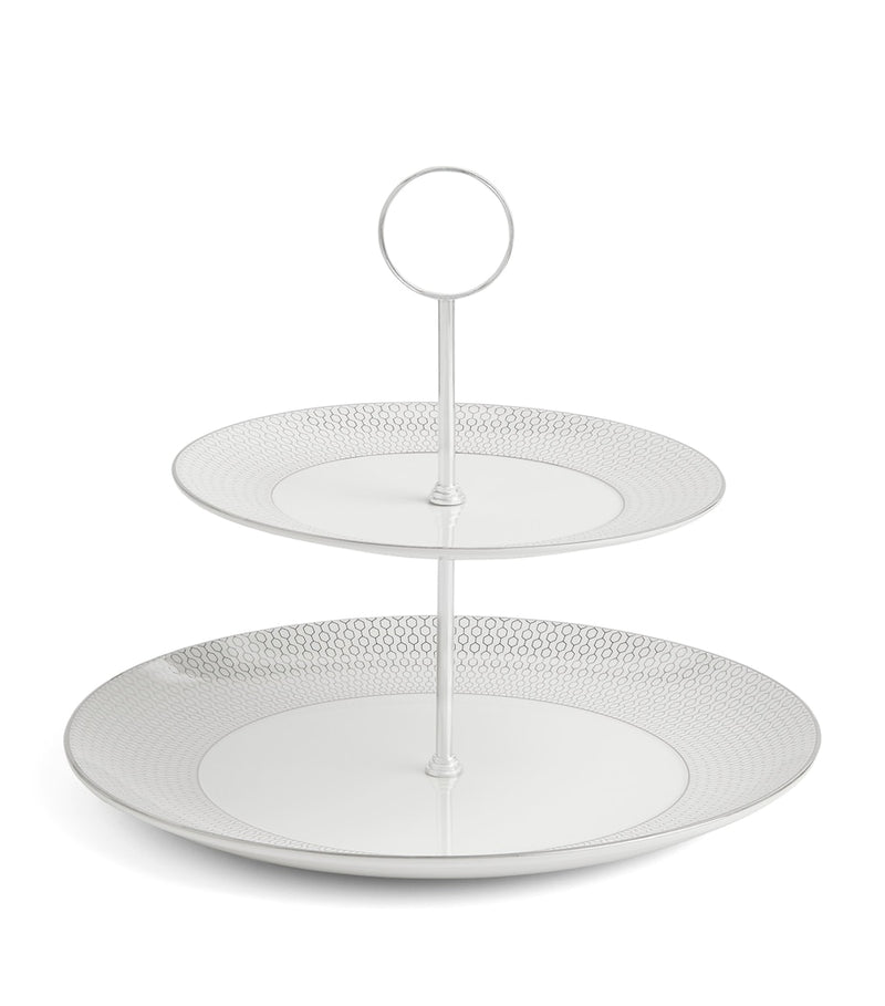 Wedgwood Gio Platinum 2-Tier cake stand (British brand)