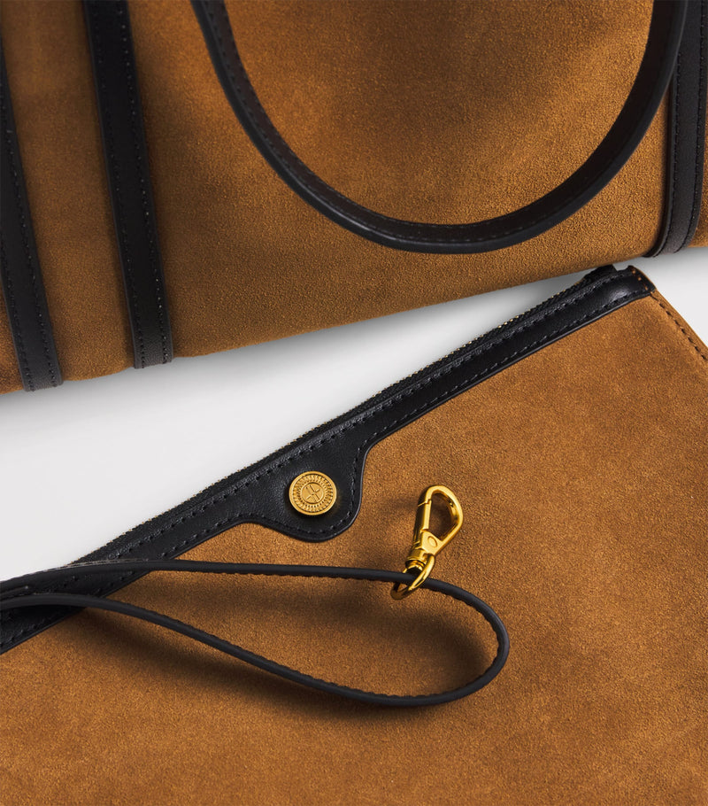 Harrods suede leather-trim tote bag, UK version