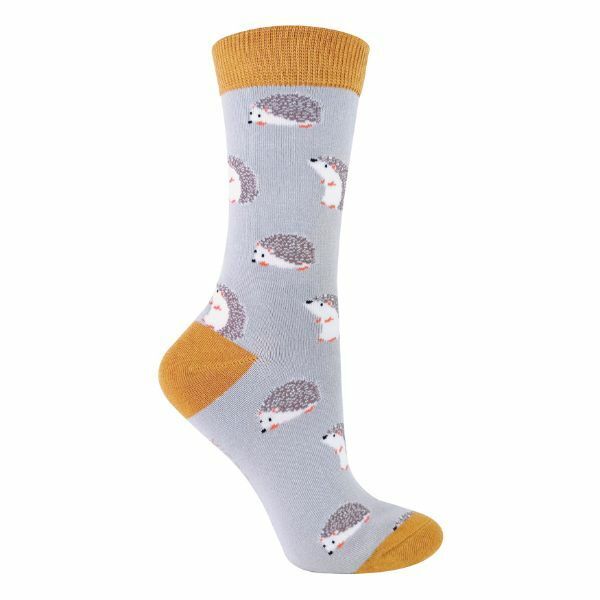 Miss Sparrow Ladies Animal Design Bamboo Socks 4-7 UK GOODS Superdrug Hedgehog (Silver)  