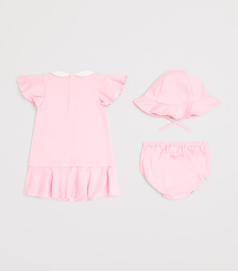 Givenchy cotton dress, bloomers and hat set for babies 1-18 months, UK version