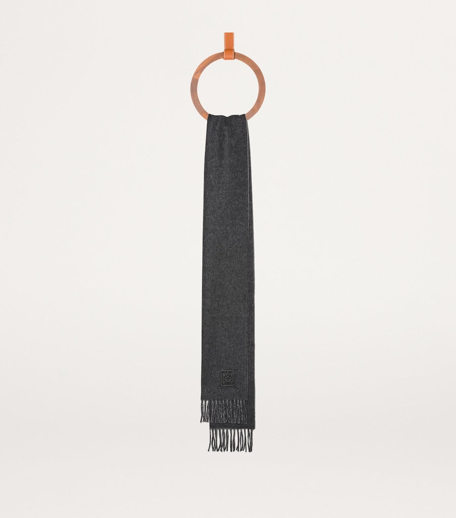 LOEWE Wool-Cashmere Anagram scarf 180cm x 28cm, imported from the UK