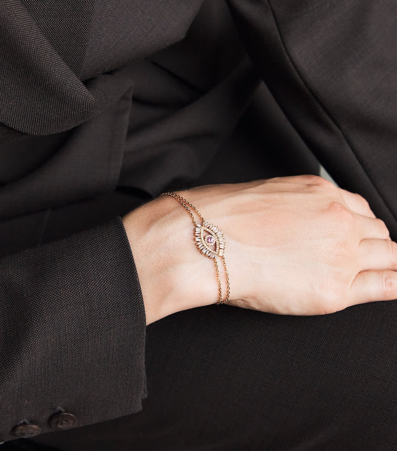 Suzanne Kalan evil eye rose gold bracelet, imported from the UK