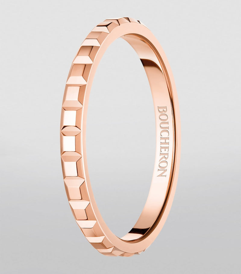 Boucheron mini rose gold Clou de Paris wedding ring, imported from the UK