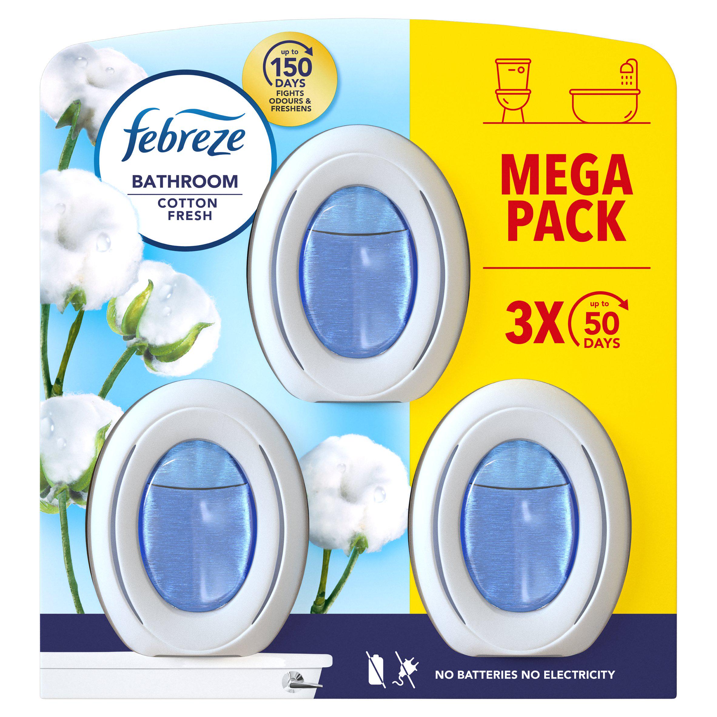 Febreze Bathroom Continuous Air Freshener Cotton Fresh x3 GOODS Sainsburys   