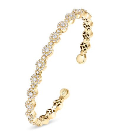 Harrods David Morris Yellow Gold and Diamond Triolette Oval Bangle- Buy online at McGrocer