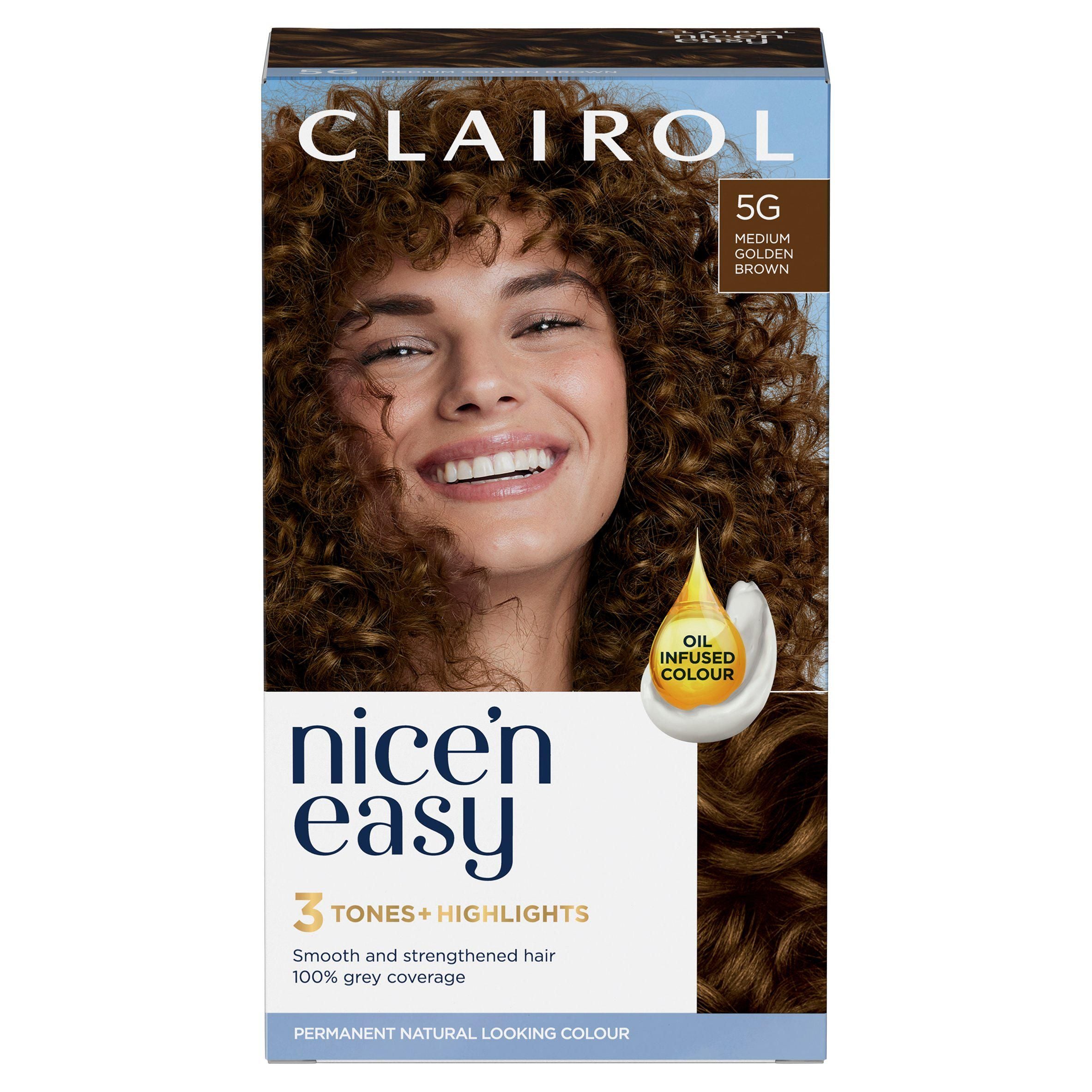 Clairol Nice'n Easy Crème Natural Looking Oil-Infused Permanent Hair Dye Medium Golden Brown 5G Brunette Sainsburys   