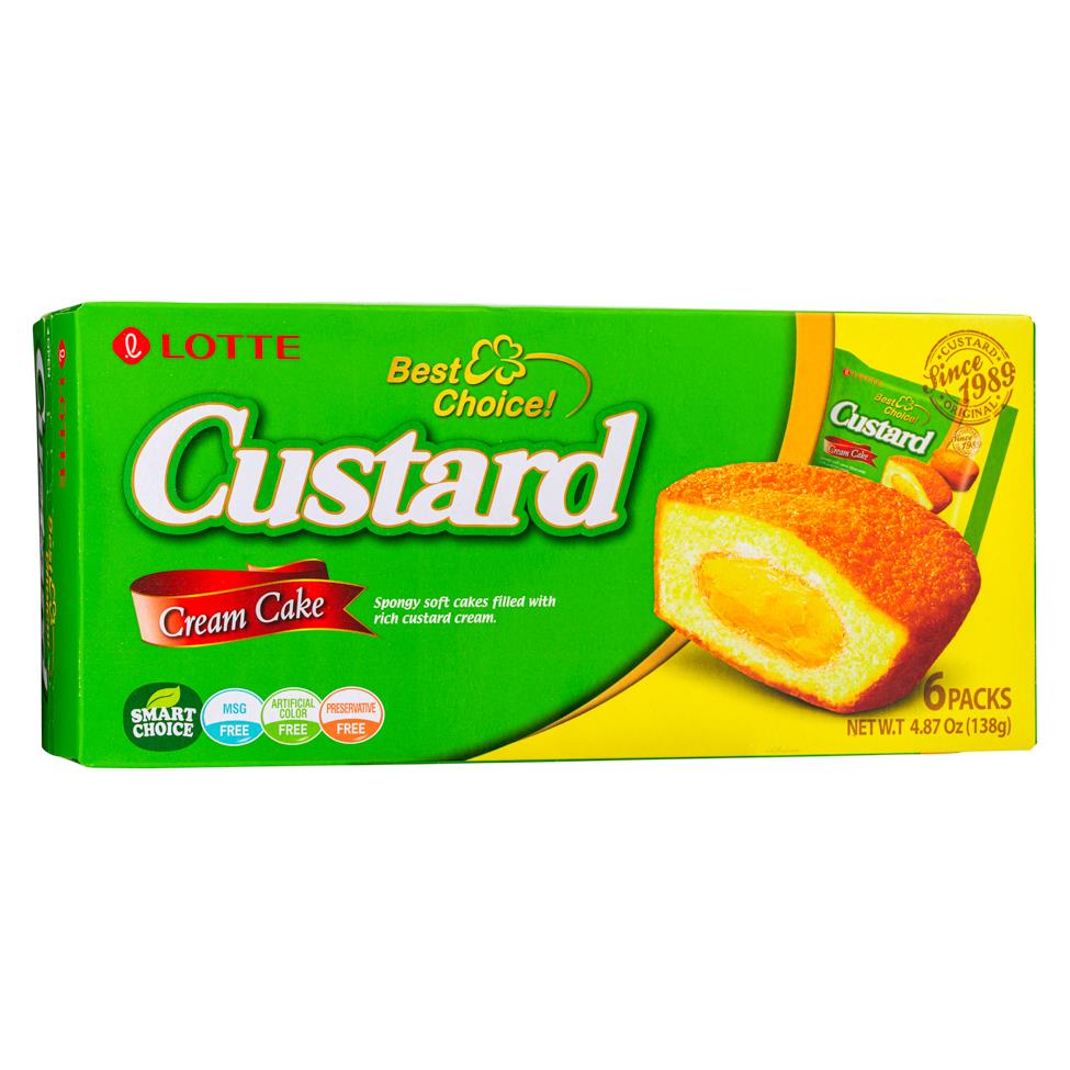 Lotte fluffy custard cream cakes 6 pack, UK version