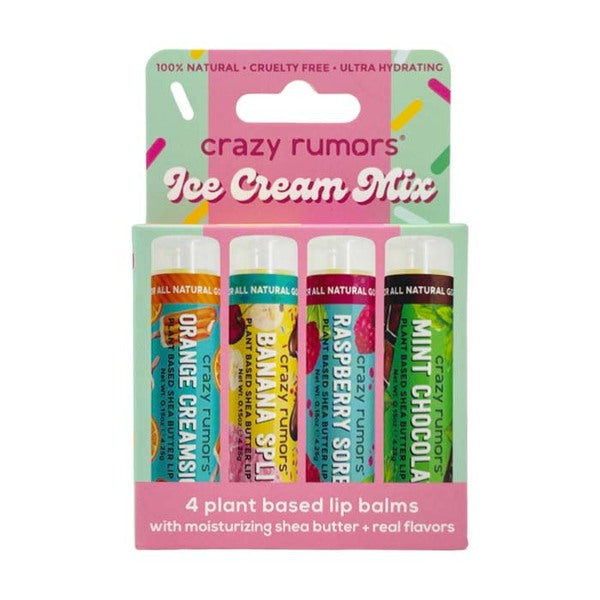Crazy Rumors lip balm ice cream mix 4 pack - British product