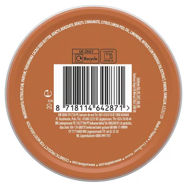 Vaseline Lip Balm Cocoa Butter 20g (British brand)