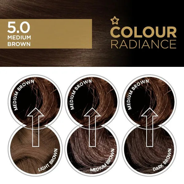 Superdrug Colour Radiance Medium Brown 5/0 hair dye (British brand)