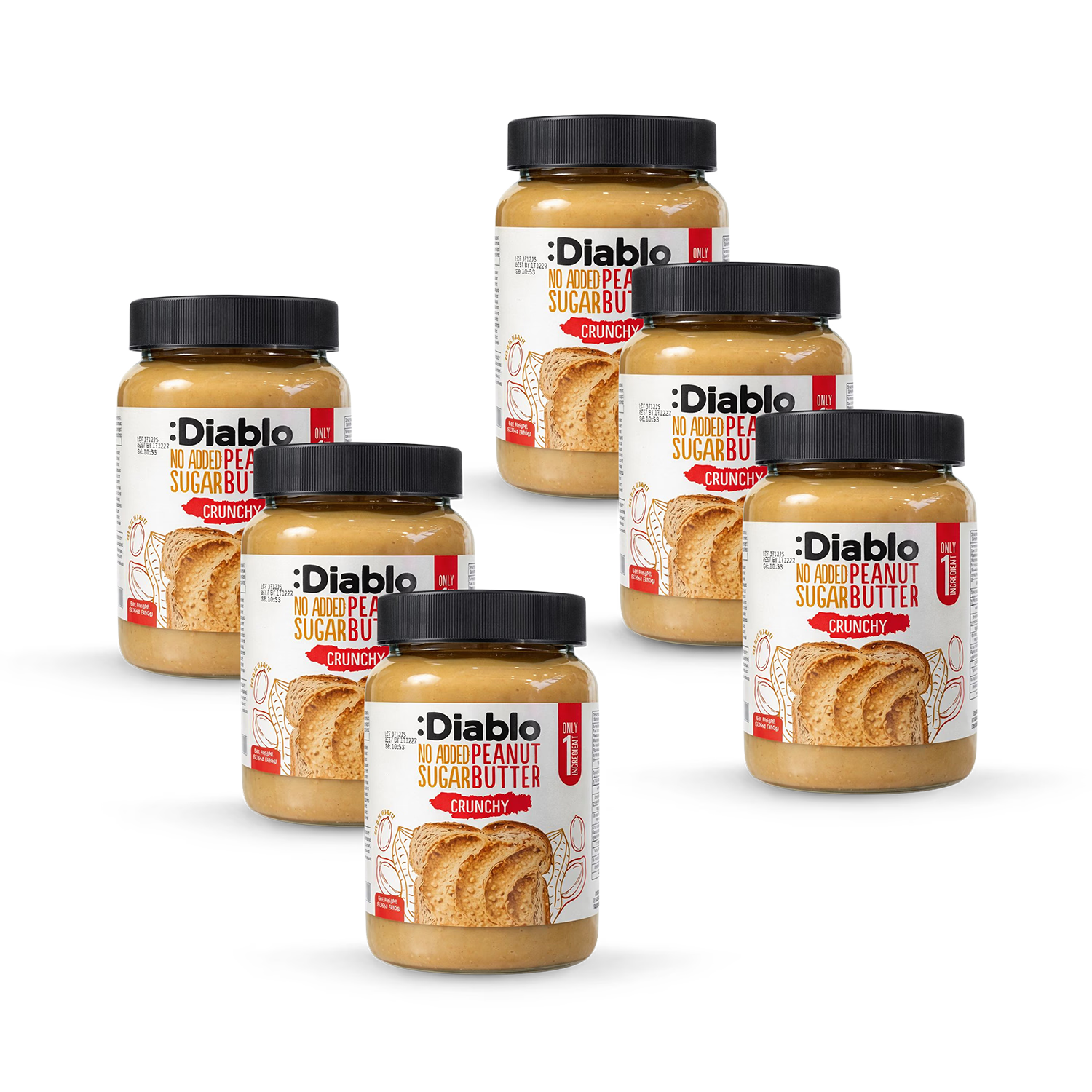 Diablo crunchy peanut butter no added sugar 350g, UK version