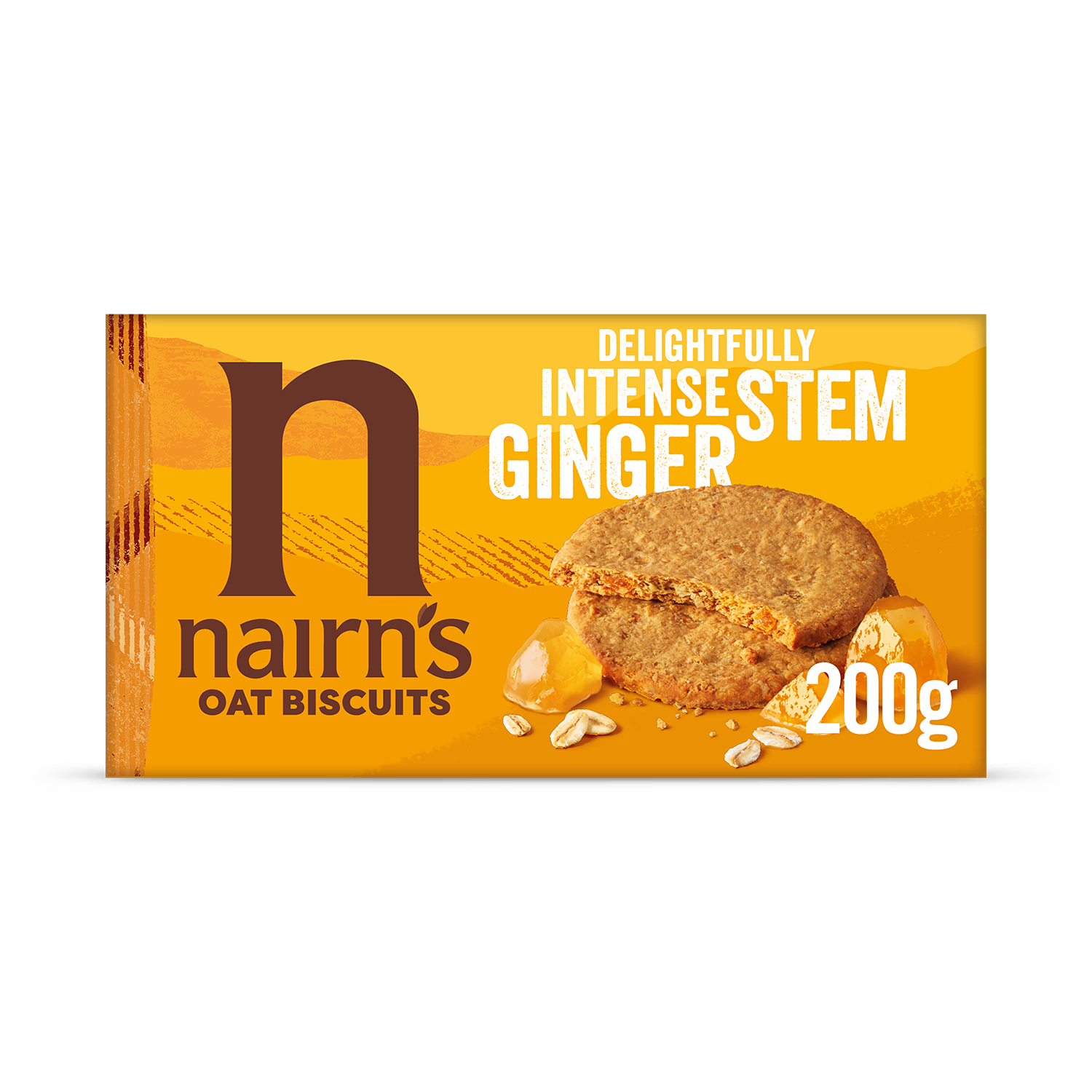 Nairn's Stem Ginger Oat Biscuits 200g, imported from the UK