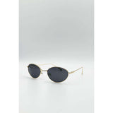 SVNX cat eye sunglasses in black with gold frame, UK version