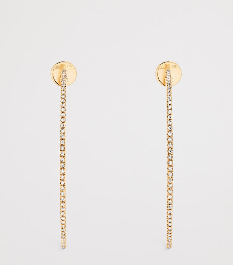 SHAY yellow gold pavé diamond hoop earrings 7cm - British product