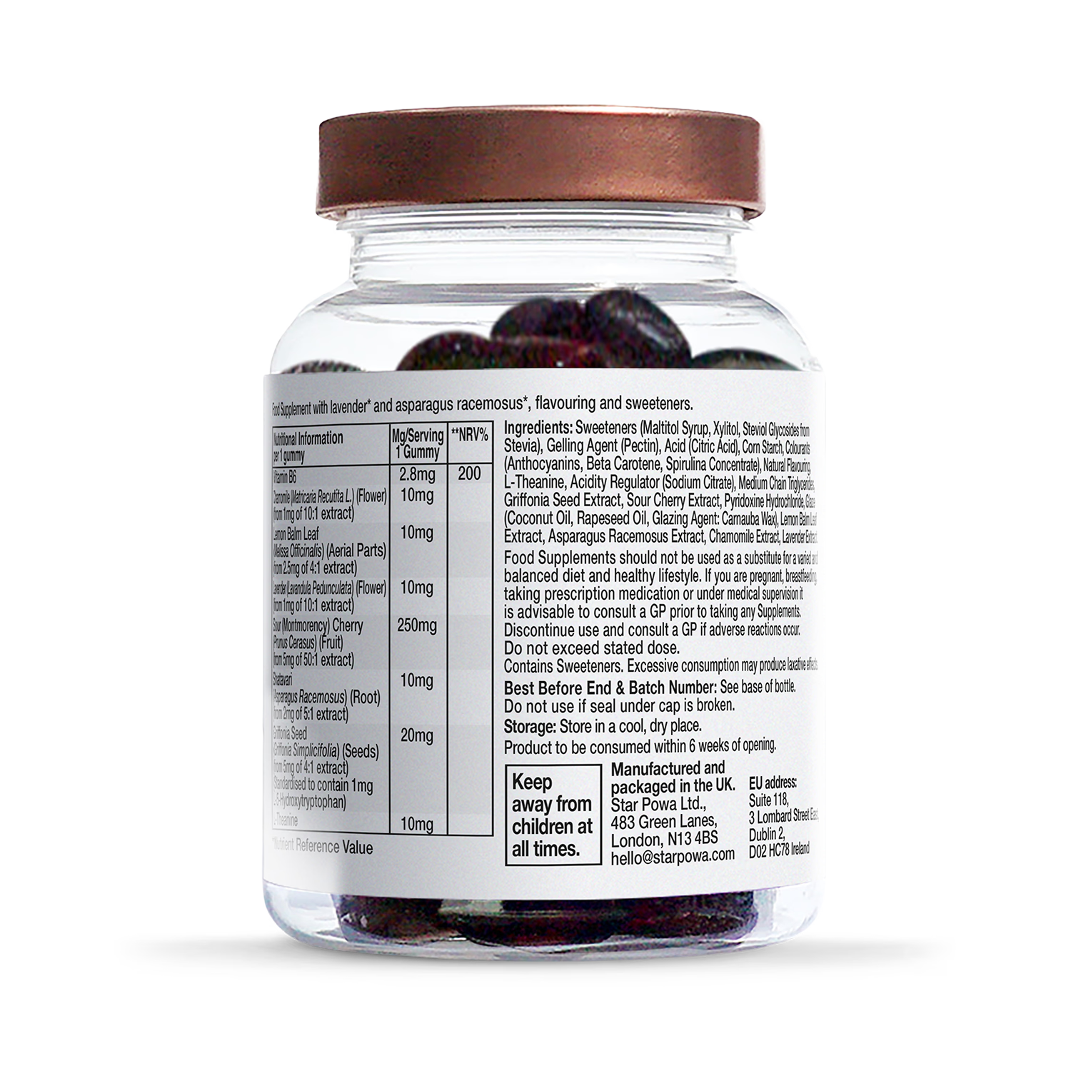 Starpowa Snooze black cherry gummies 30 pack (British brand)