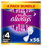 Always Platinum Secure Night (Size 4) 14 Pads x4 Bundle GOODS Boots   