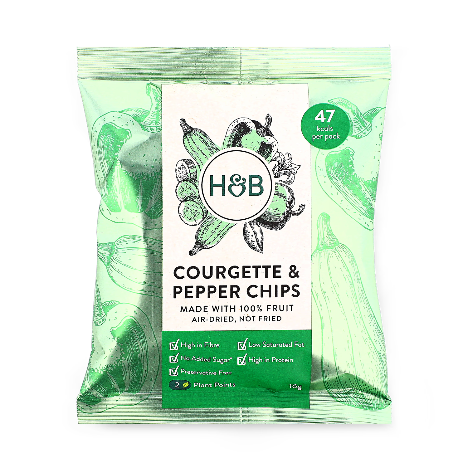 Holland & Barrett courgette pepper chips 16g, UK version