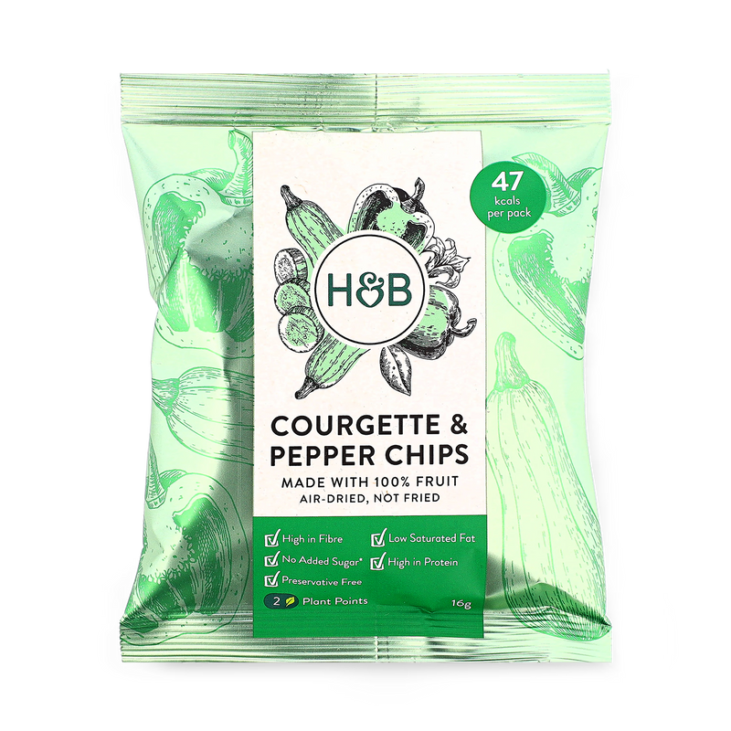 Holland & Barrett courgette pepper chips 16g, UK version
