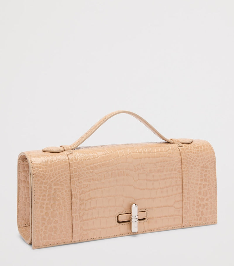 Malone Souliers croc-embossed May clutch bag, imported from the UK