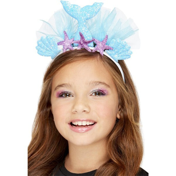 Smiffys mermaid headband blue with shells, imported from the UK