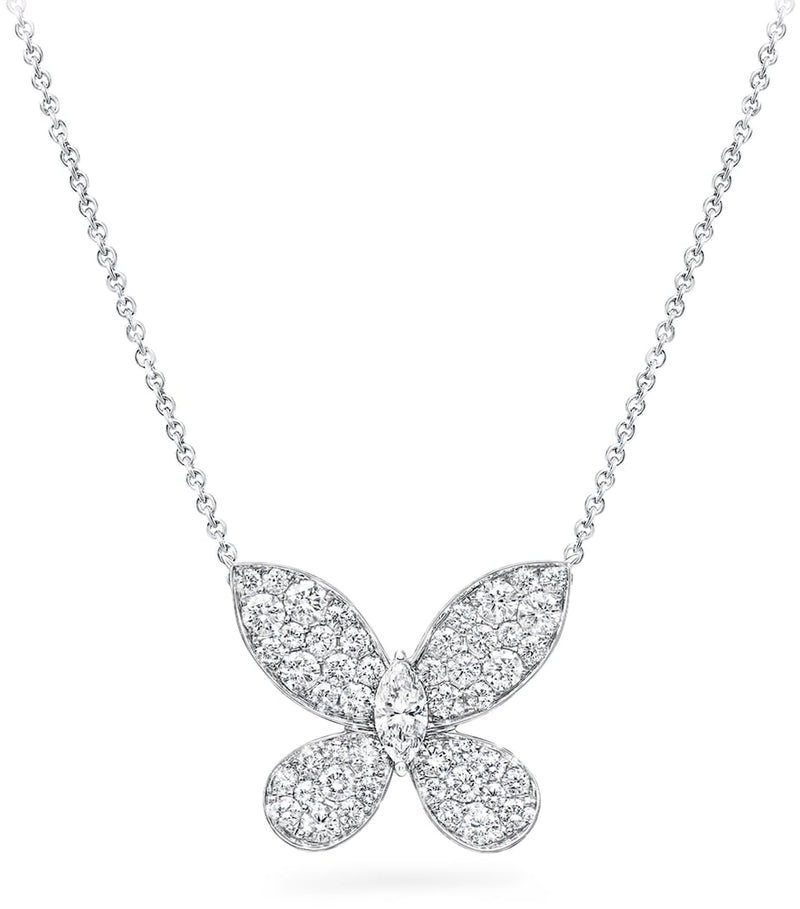 Graff diamond pavé butterfly pendant necklace, imported from the UK
