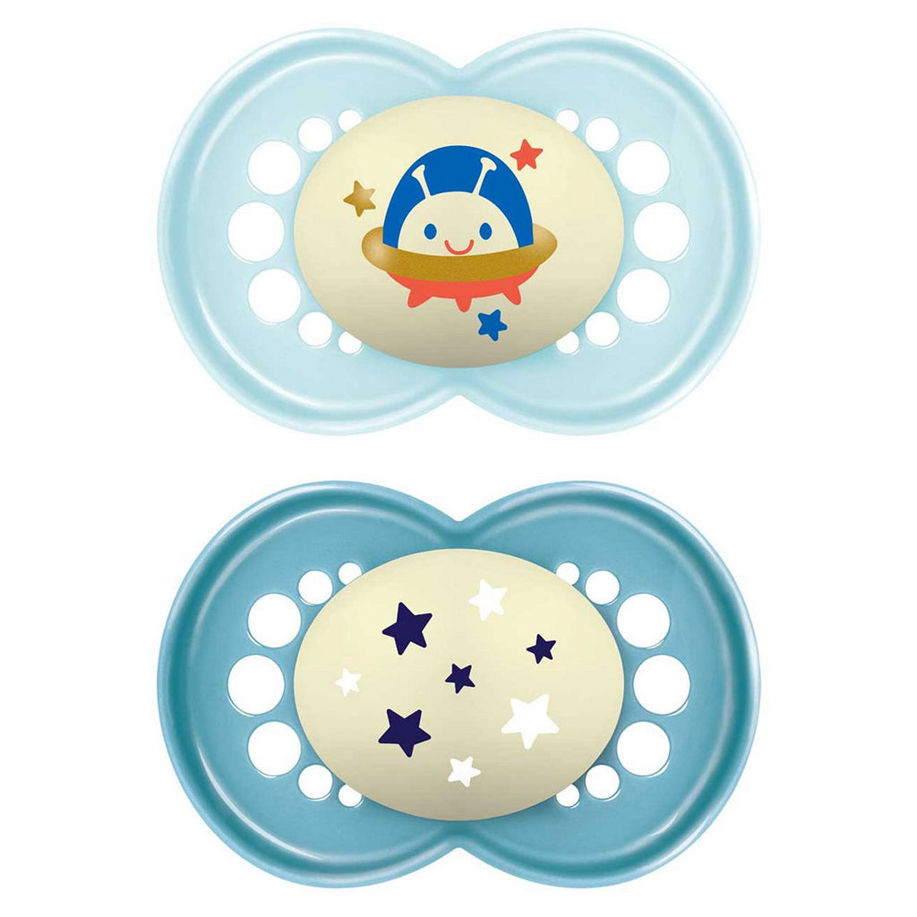 MAM Night Astro 16+ Months Soother 2 Pack - Blue