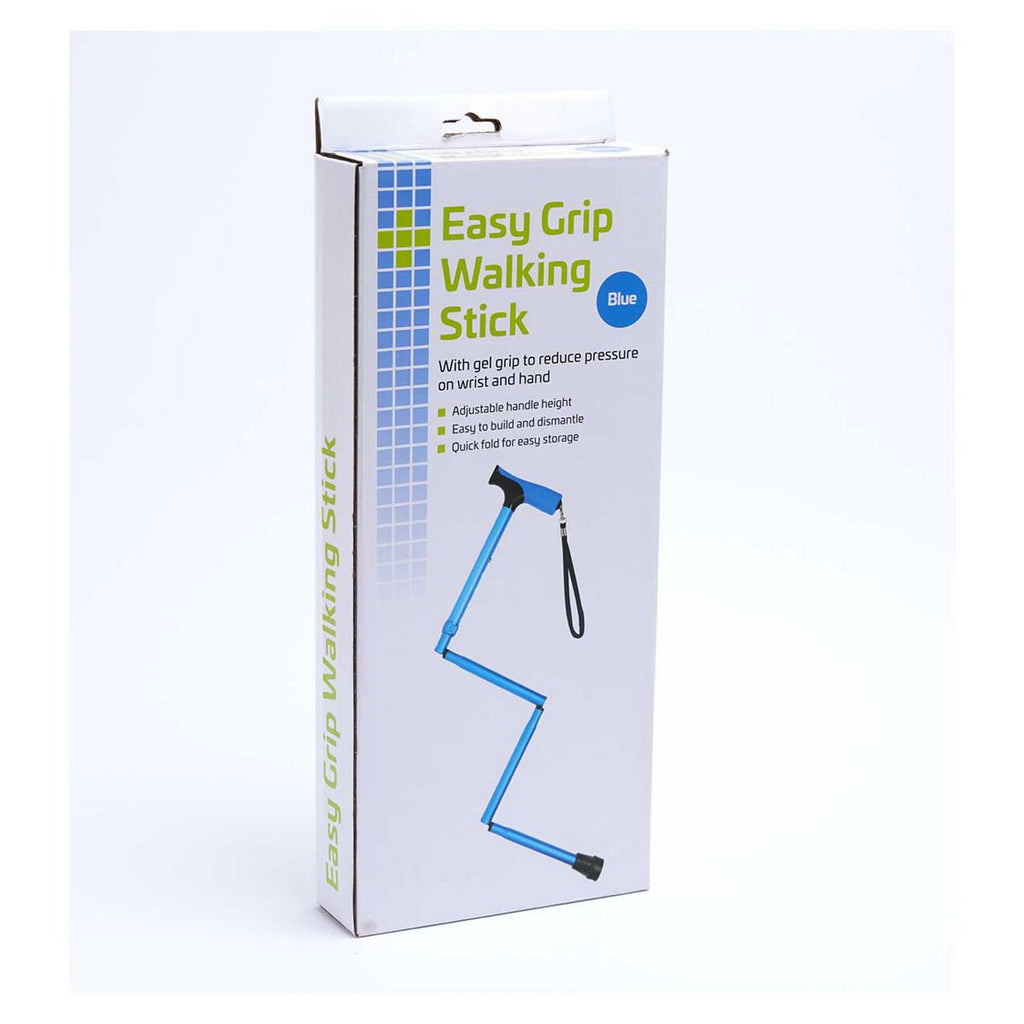 Crest Easy Grip Folding Walking Stick With Gel Handle- Blue