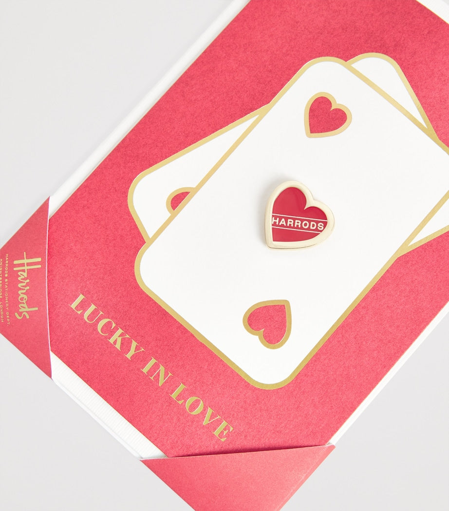Harrods heart card with removable metal pin (British brand)