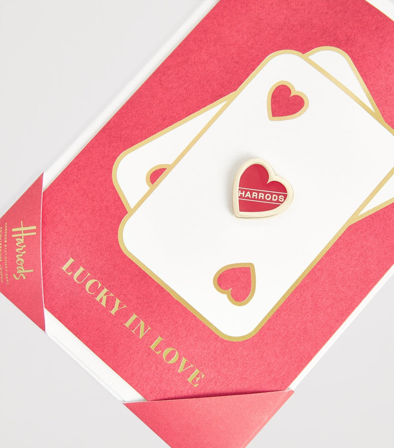 Harrods heart card with removable metal pin (British brand)