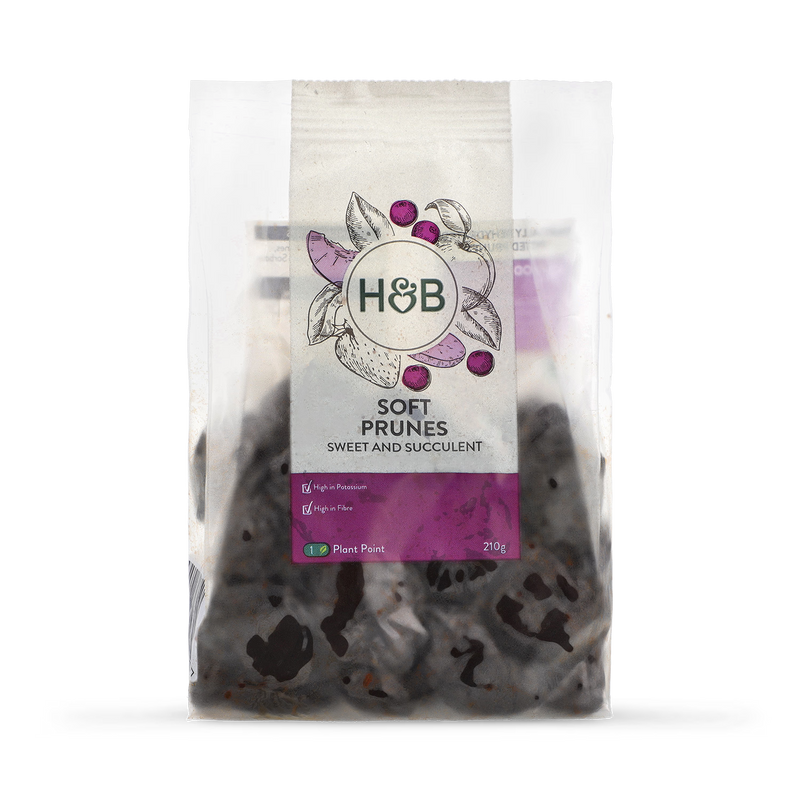 Holland & Barrett Soft Prunes 210g pack (British brand)