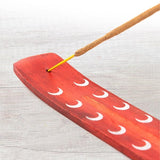 Myga burgundy incense holder with moon design, imported from the UK