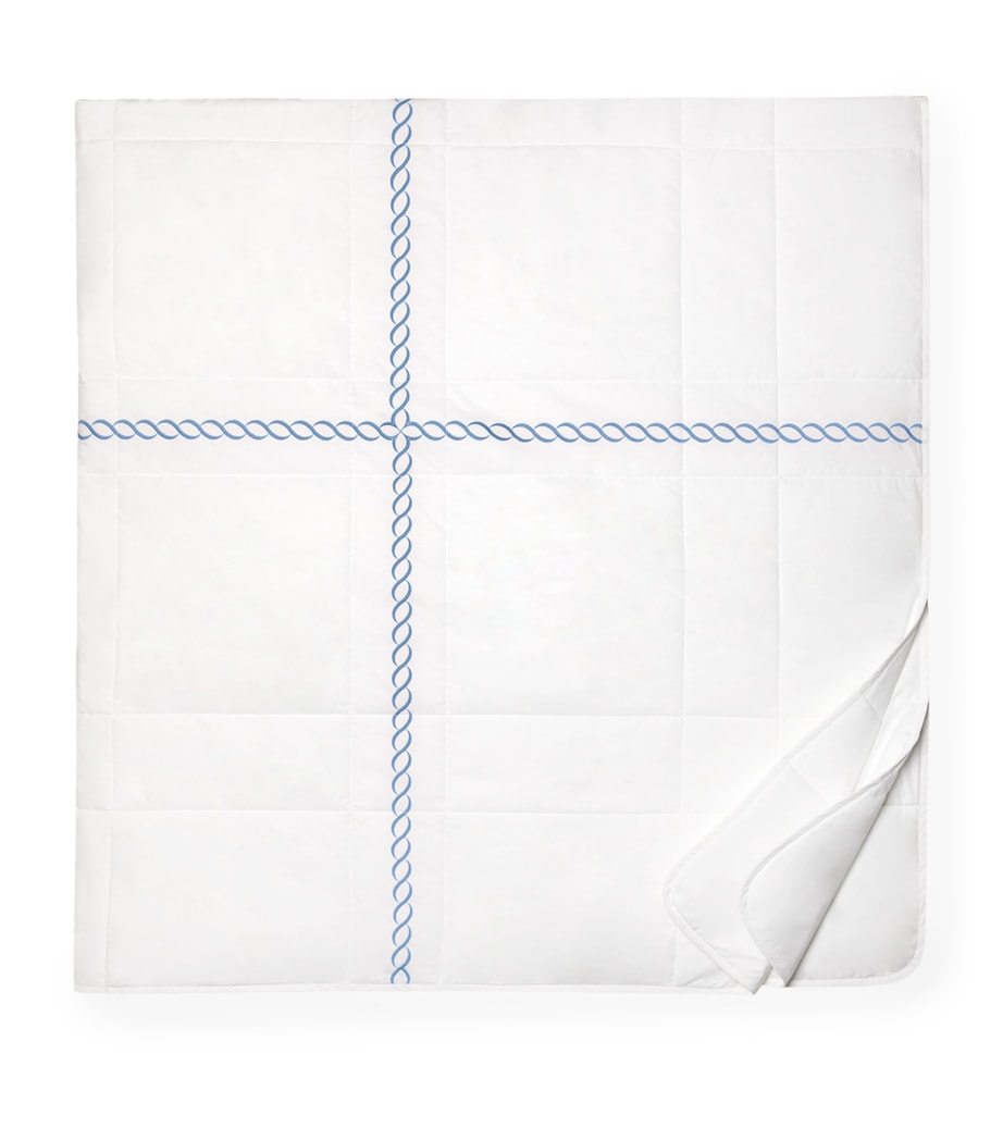 Super King Bedspread in Egyptian Cotton with Braid Embroidery, 290cm x 260cm