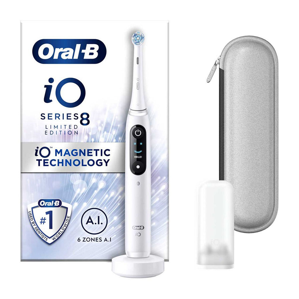 Oral-B iO8™ Electric Toothbrush - White Alabaster with Limited Edition Travel Case