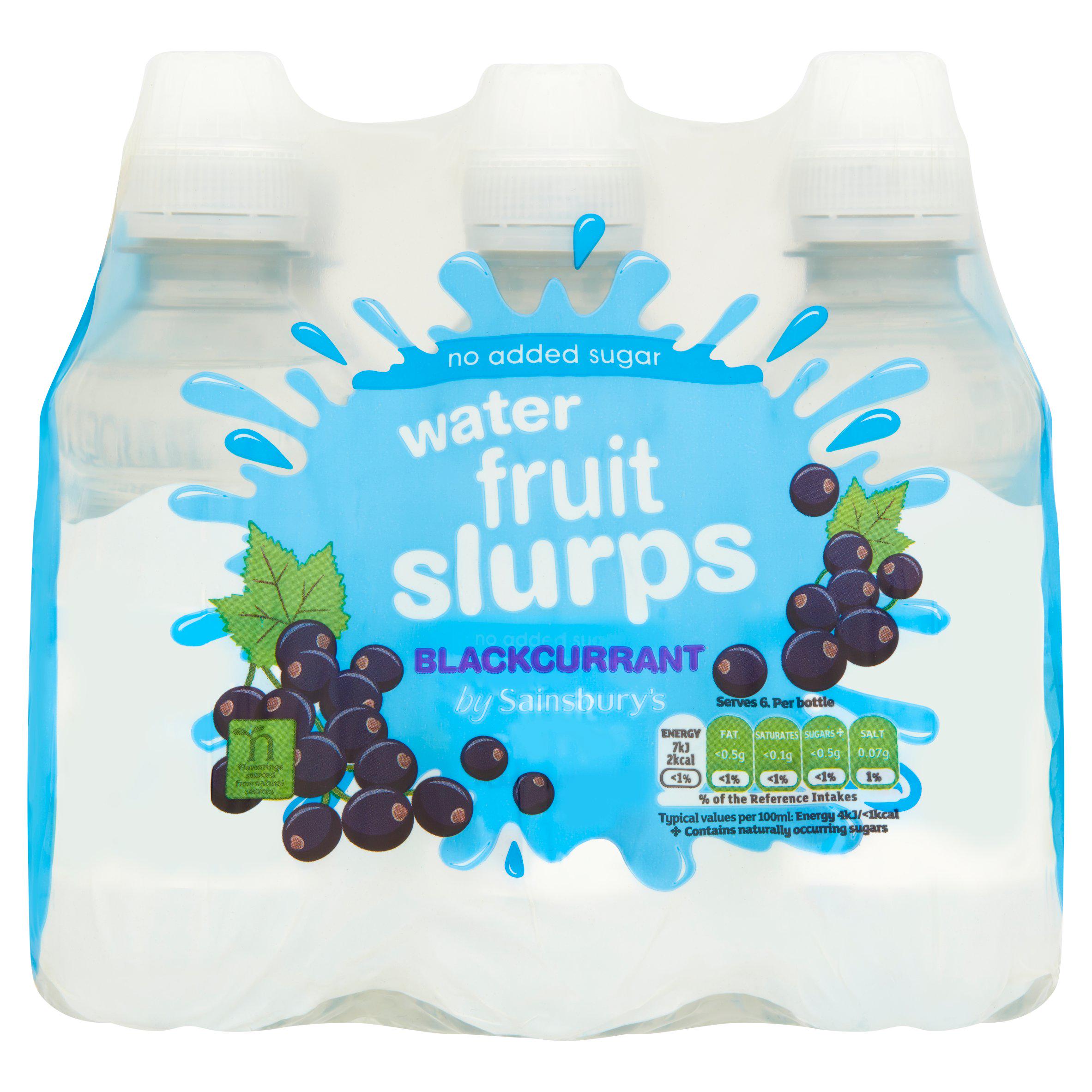 Sainsbury's No Added Sugar Mineral Water Fruit Slurps Blackcurrant Flavoured 6 x 250ml All long life juice Sainsburys   