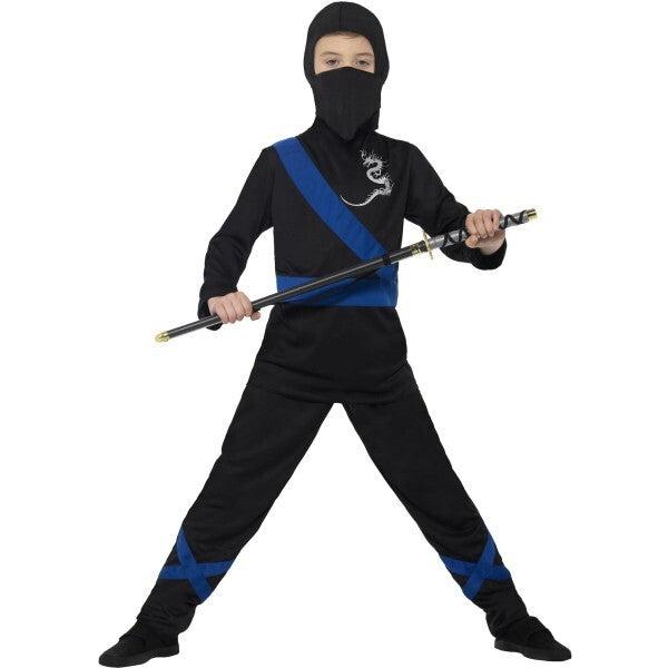 Smiffys Ninja Assassin Costume black and blue, UK version