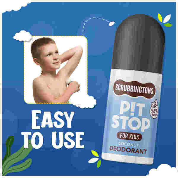 Scrubbingtons kids deodorant roll on coconut 75ml (British brand)