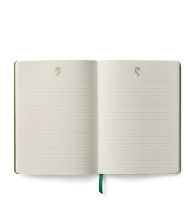 Gestreiftes Notizbuch mit goldgeprägten Rosen, 21x16x1cm