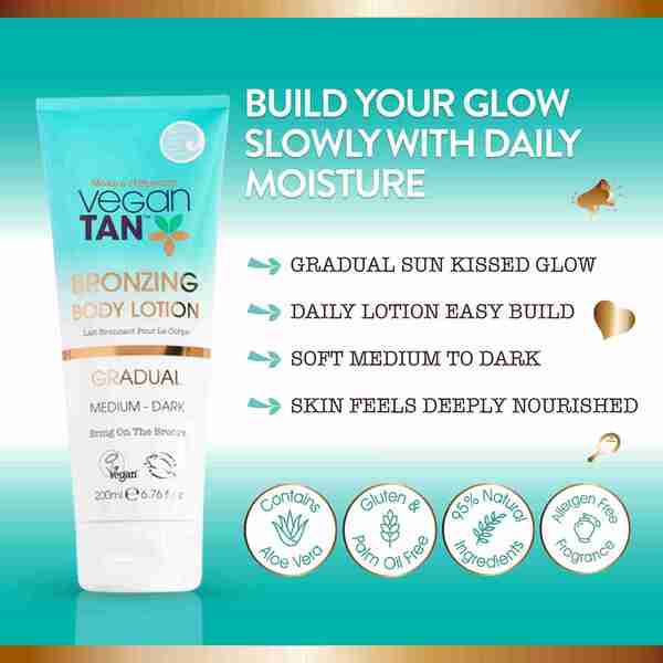 VeganTan self tanning lotion medium to dark 200ml, imported from the UK