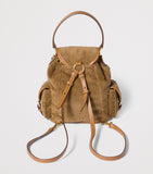 Miu Miu medium corduroy leather-trim backpack, imported from the UK